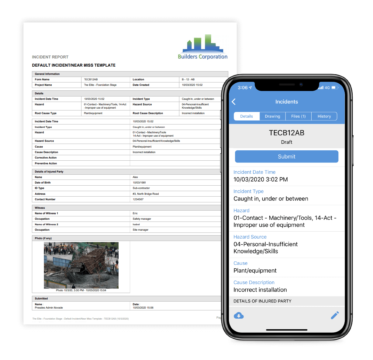 construction health and safety software near miss incident reports