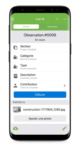 Fiche d'observation Logiciel HSE Novade