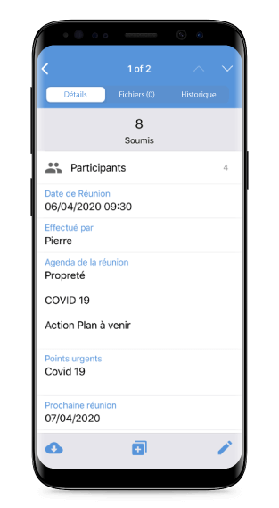 Exemple de fonctionnalité de l'application HSE