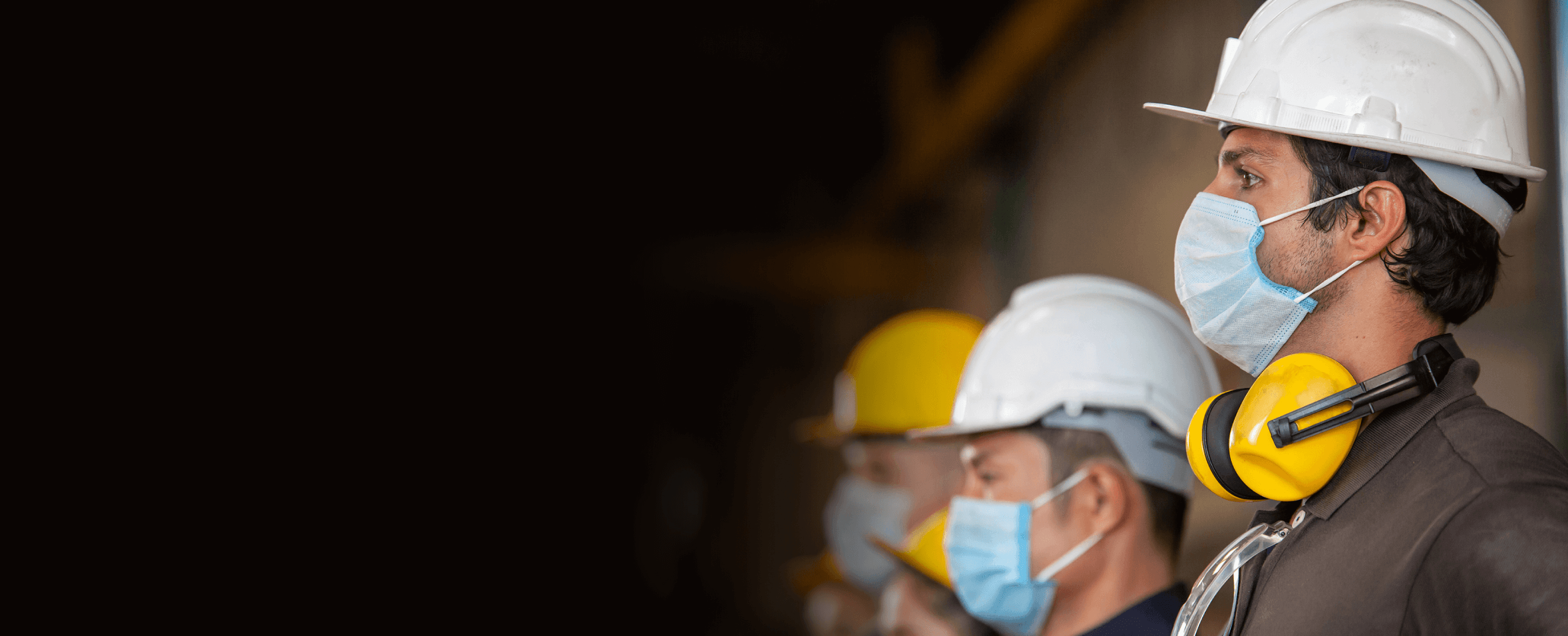 Construction worker following health and safety measures on site