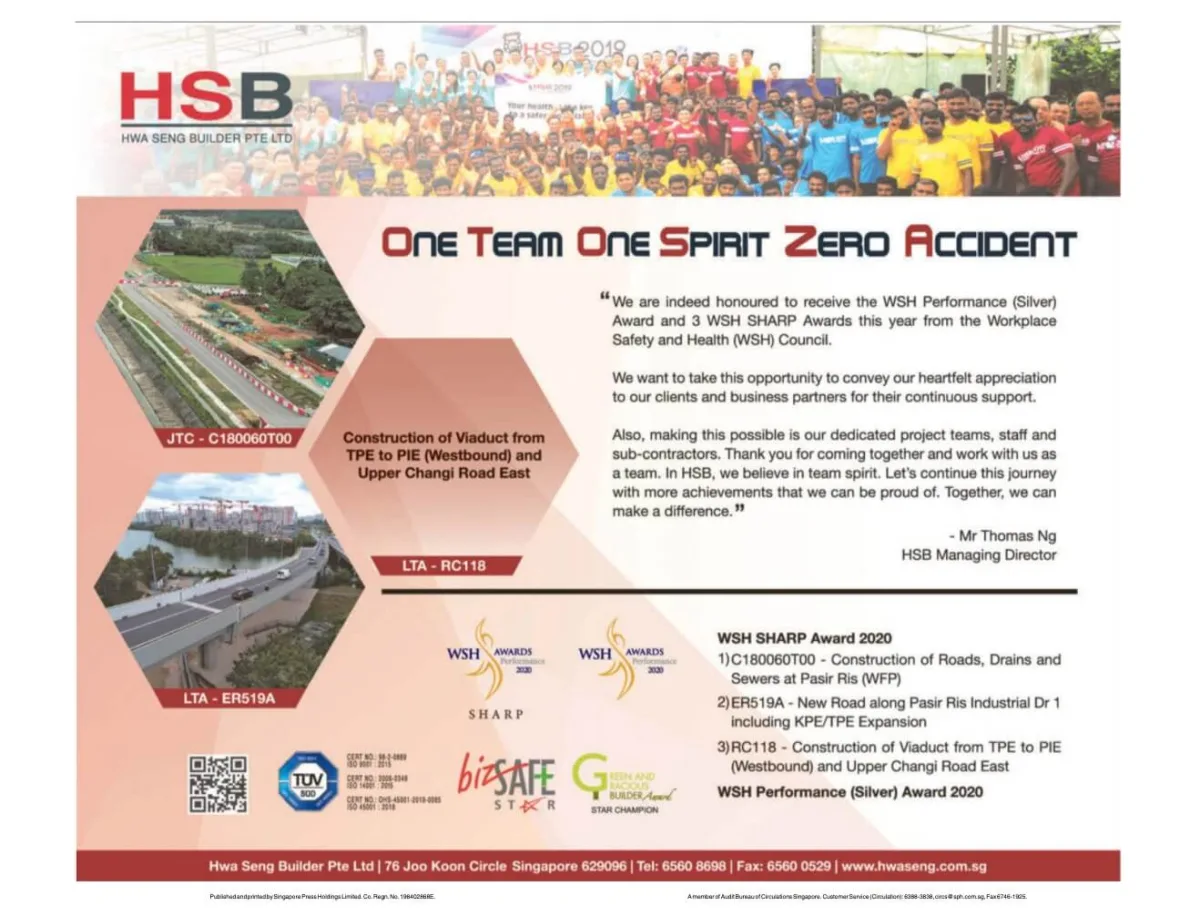 HSB one team one spirit zero accidents graphic