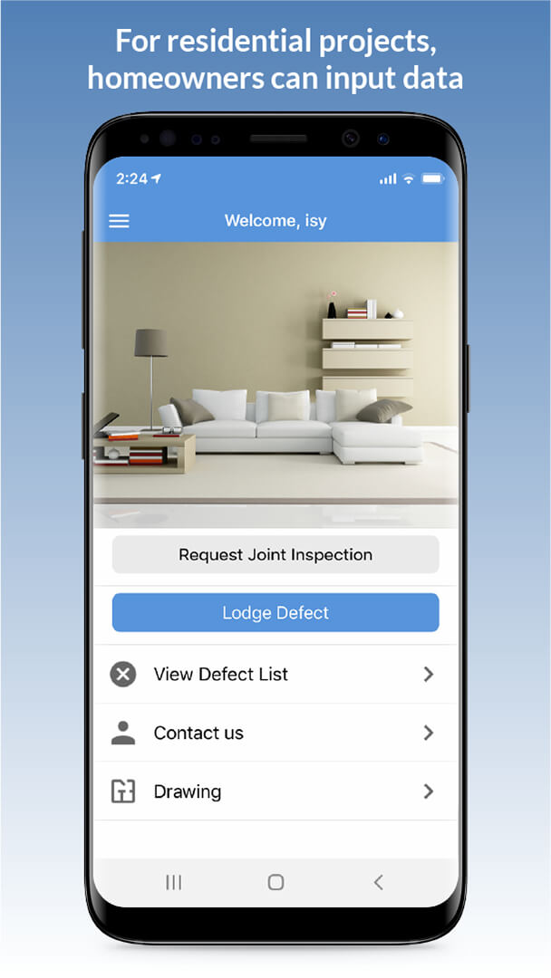 Novade app screenshot homeowner data