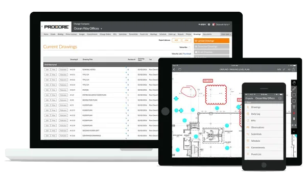 Novade Connect Procore screens