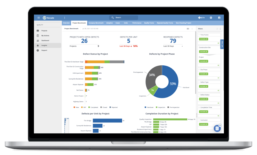 Novade Insights Quality desktop