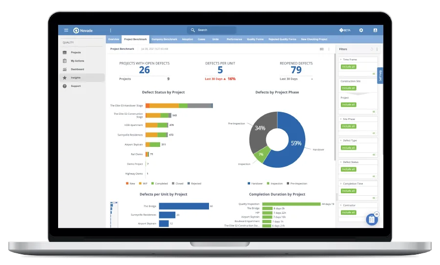 Novade Insights Quality desktop screenshot