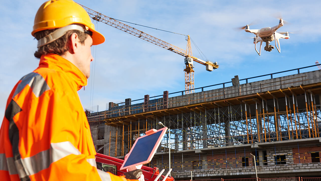 construction site technology drone image