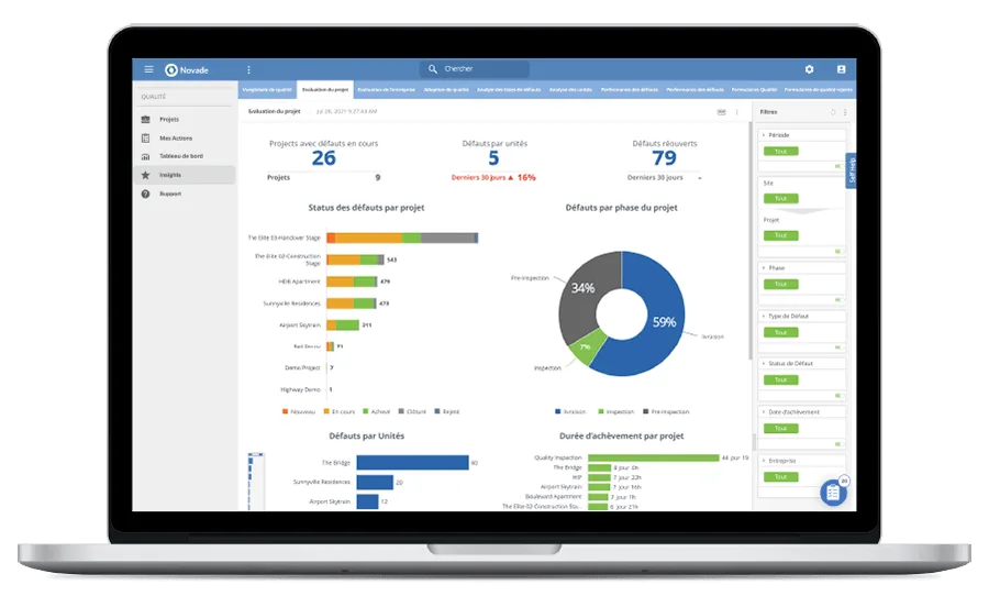 Novade Insights Quality desktop français