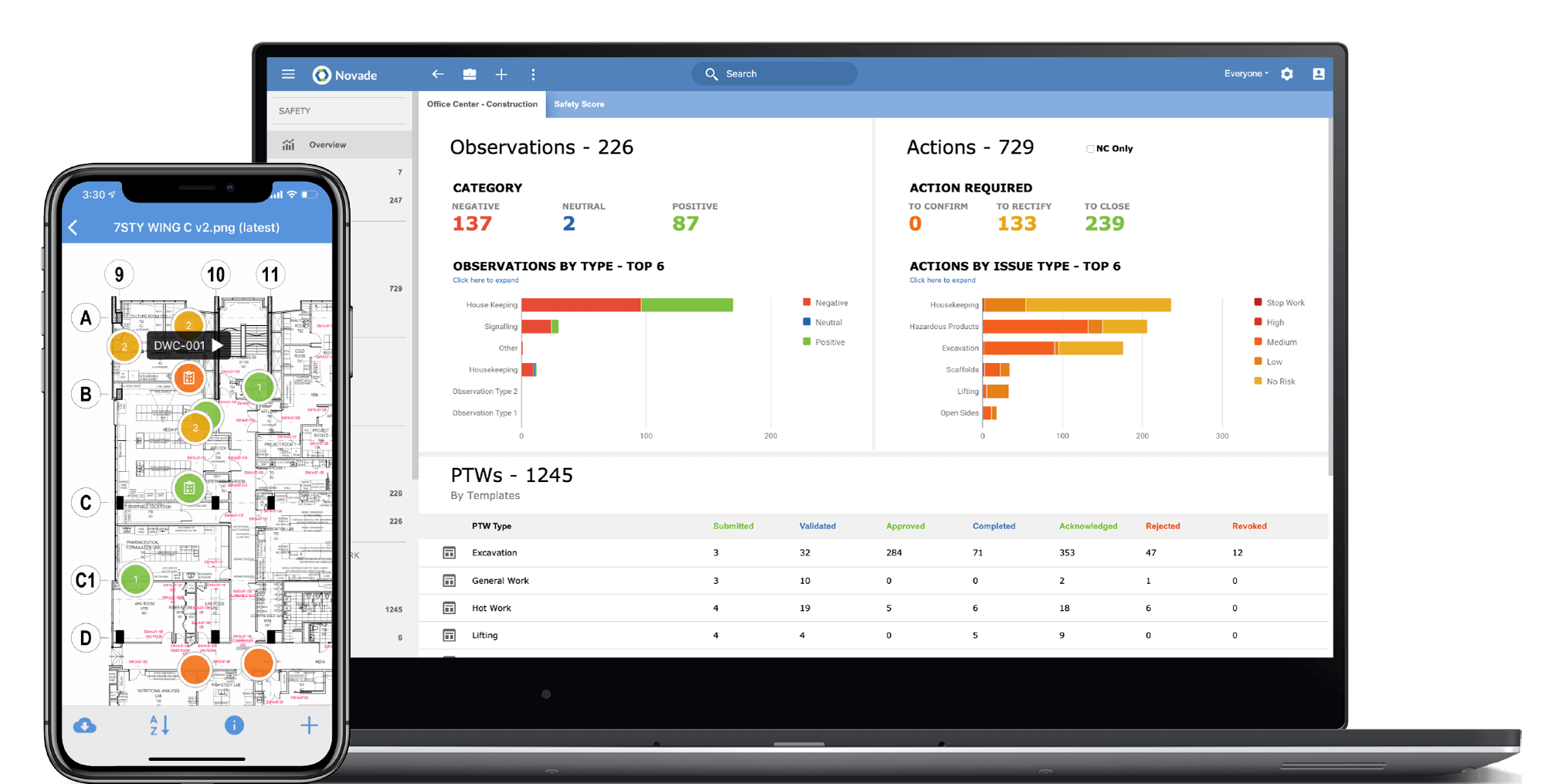 construction quality management software desktop mobile screens