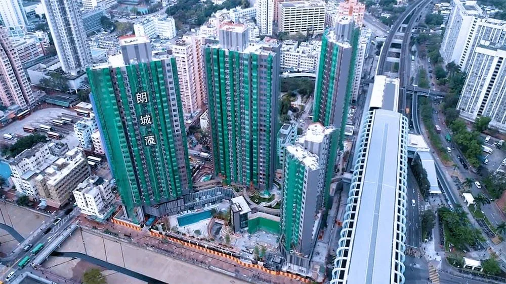 Chinachem residential towers construction site aerial view