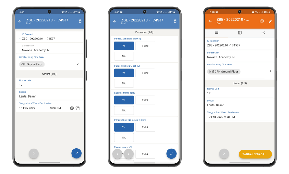 Novade Lite Forms mobile functionality Indonesian