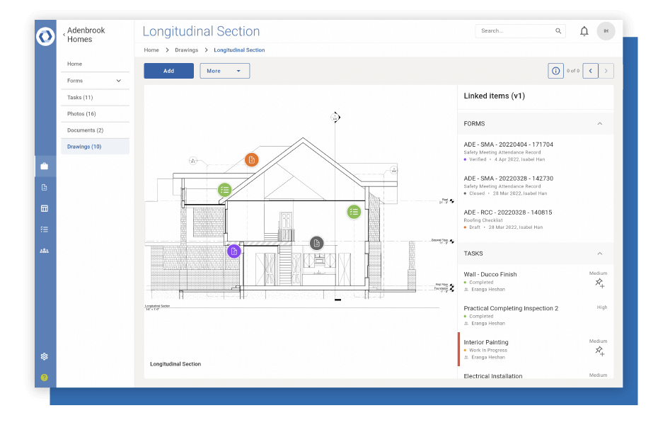 Novade Lite home builder app coordinate jobsites