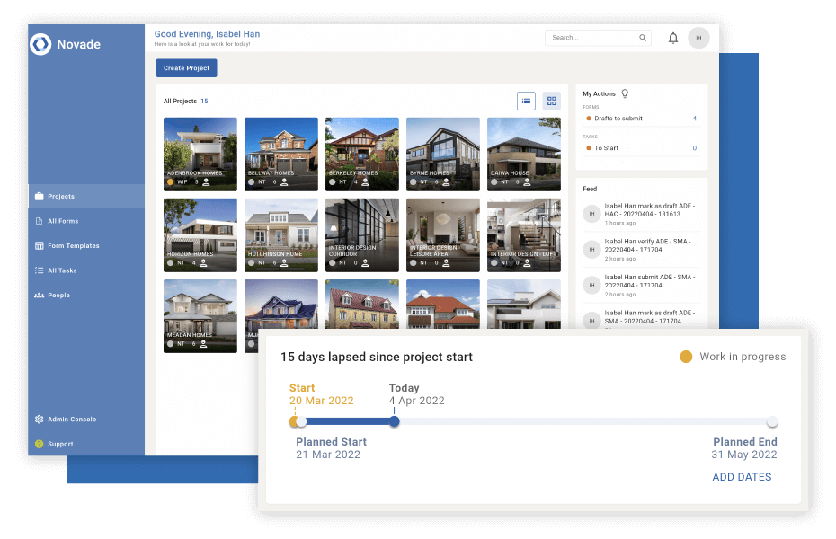 Novade Lite home builder app on desktop