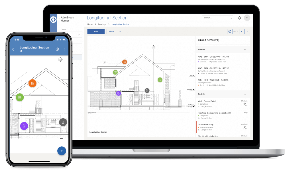 Novade Lite construction as built drawing management software on desktop