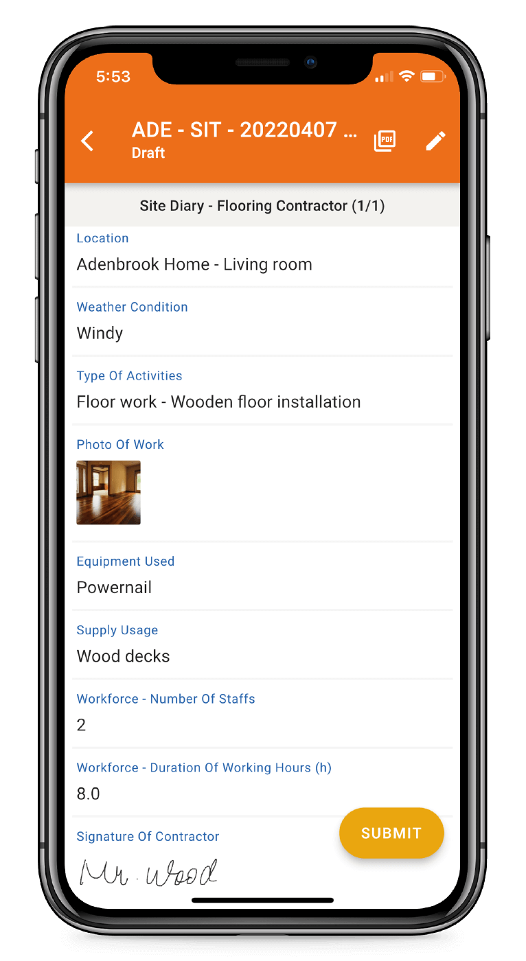 Novade-Lite-Progress-Tracking-screens-custom-site-diaries-02 Form builder on Novade Lite