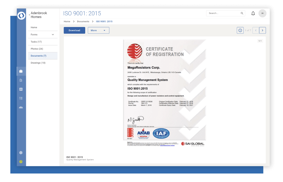 Novade-Lite-HSE-Compliance-screens-HSE-data-records-02 Form builder on Novade Lite