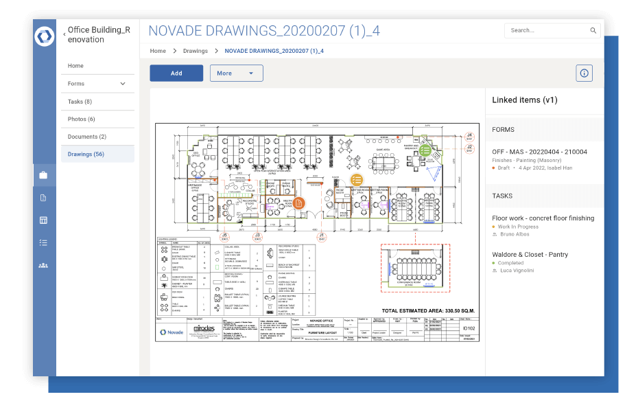 Novade Lite contractor app on desktop