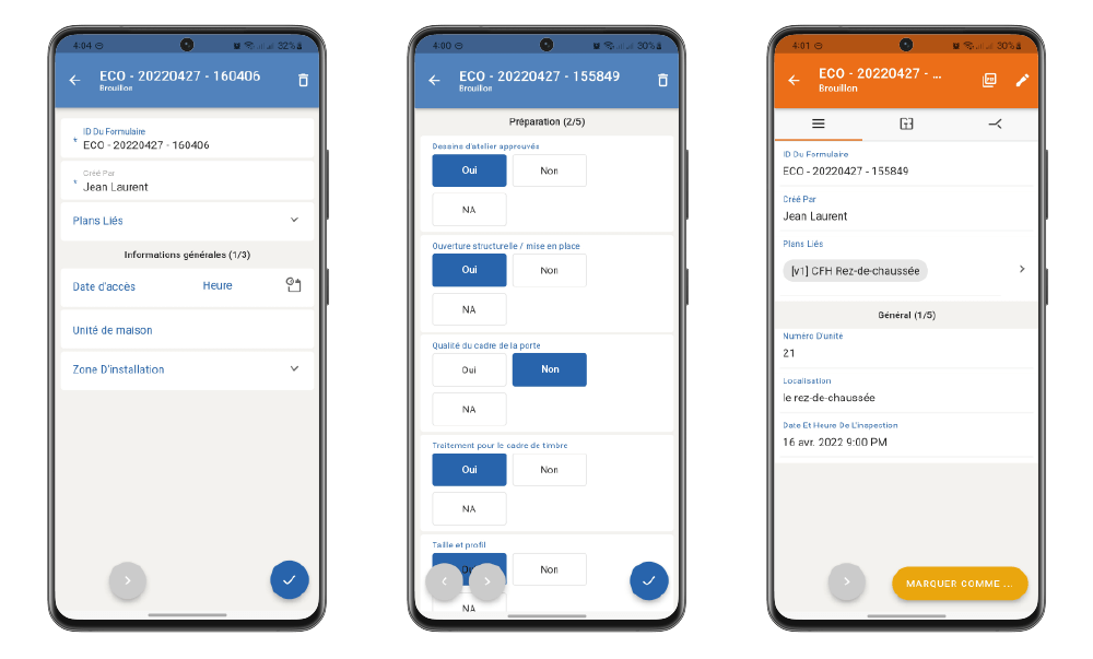 Novade Lite construction checklist app on mobile