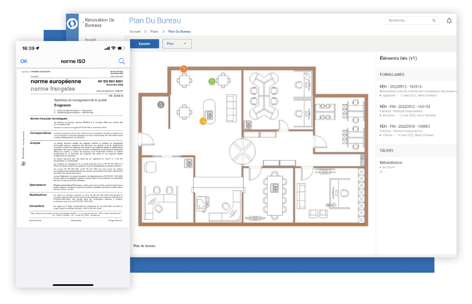Novade-Lite-screens-coordinate-jobsites-FR Novade Lite construction checklist app on desktop