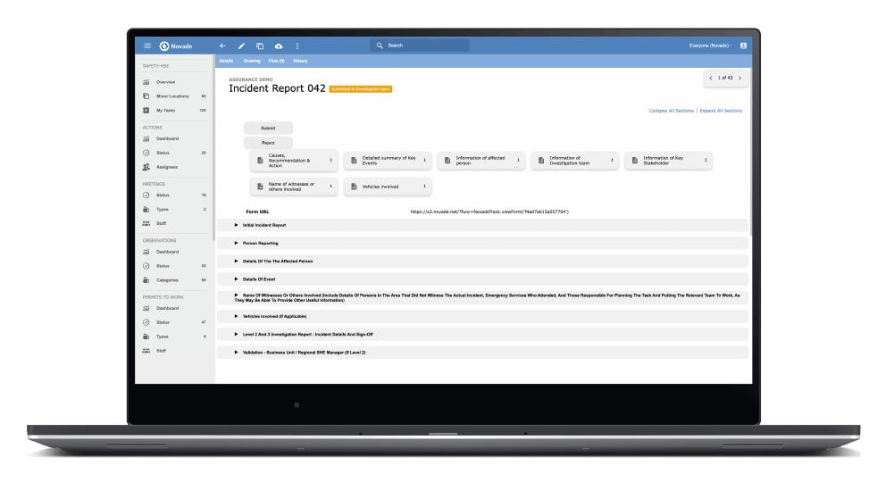 Novade Insights Safety-HSE desktop screenshot