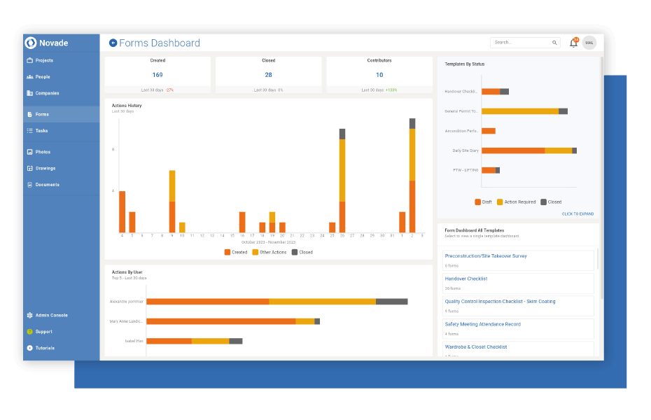 Form builder on Novade Lite site inspection checklist app