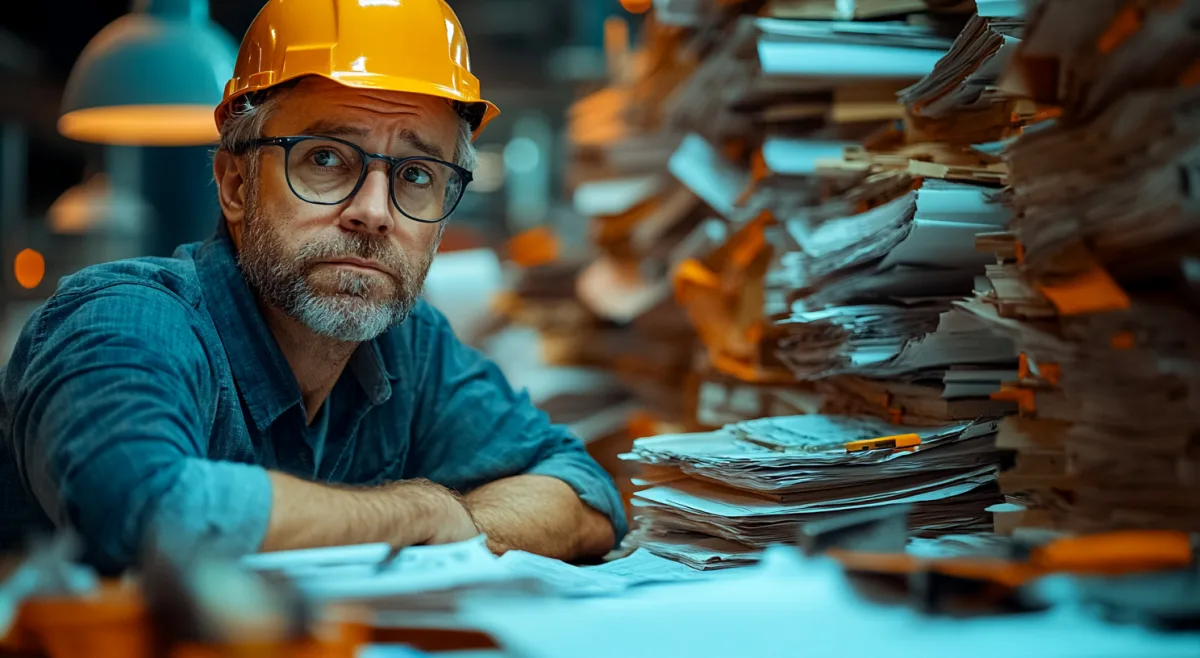 Construction manager overwhelmed by excessive paperwork and site documentation