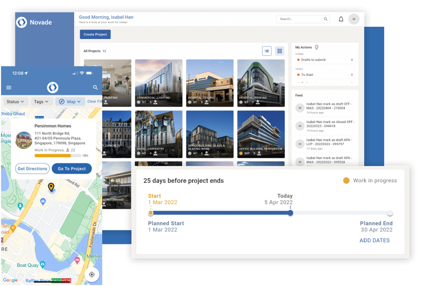 construction project management software Novade Lite construction app 3D models on desktop
