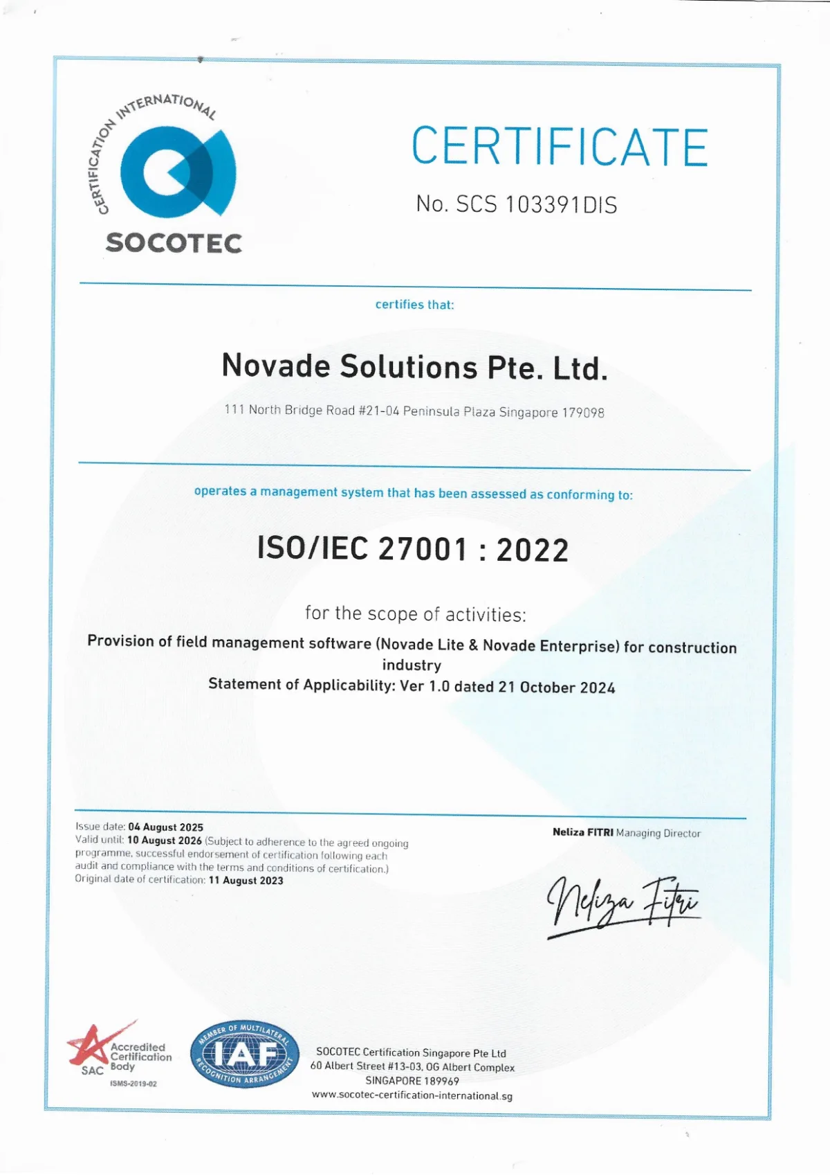 ISO27001 證書 2025