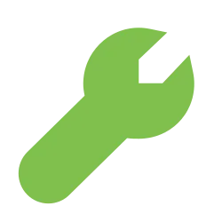Wrench tool icon for technical support and maintenance