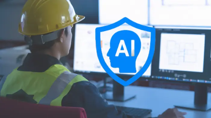 Worker accessing Novade AI Suite for intelligent site safety and compliance monitoring