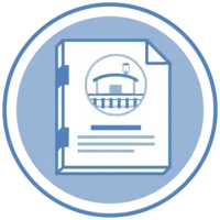 Project planning document with safety compliance and quality control icon