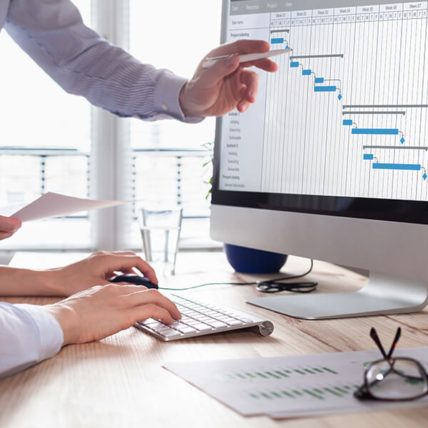 Construction project Gantt chart dashboard with activity timeline