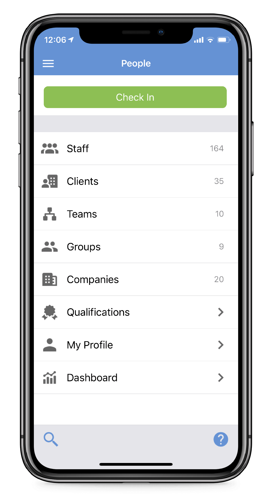 Novade Workforce app People section displaying staff check-in, teams, and personnel management